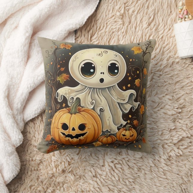 Little Ghost 2 Throw Pillow (Blanket)