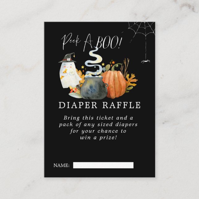 Little Ghost Baby Shower Diaper Raffle Ticket Enclosure Card (Front)