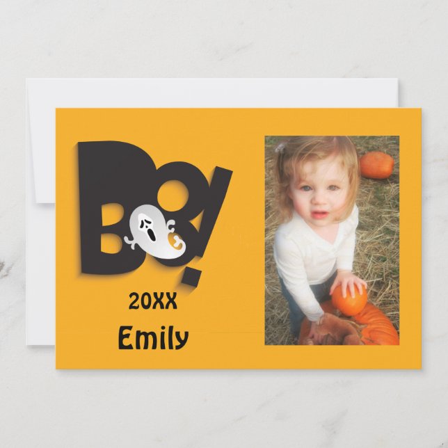 Little Ghost Customized Halloween Photo Frame Card (Front)