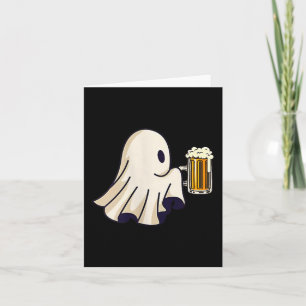 Little Ghost Drinking Beer Funny Halloween Costume Card