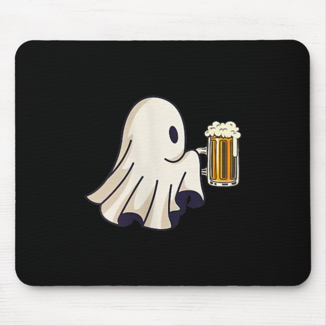 Little Ghost Drinking Beer Funny Halloween Costume Mouse Pad (Front)