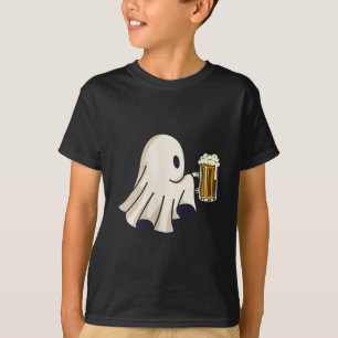 Little Ghost Drinking Beer Funny Halloween Costume T-Shirt