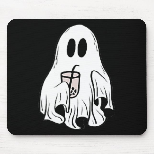 Little Ghost Ice Coffee Fun Happy Halloween  Mouse Pad (Front)