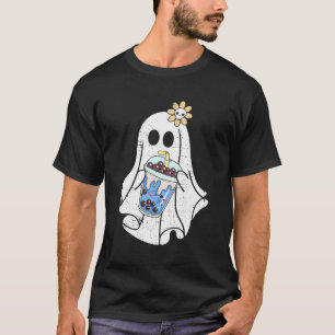 Little Ghost Ice Coffee Happy Halloween Women Girl T-Shirt