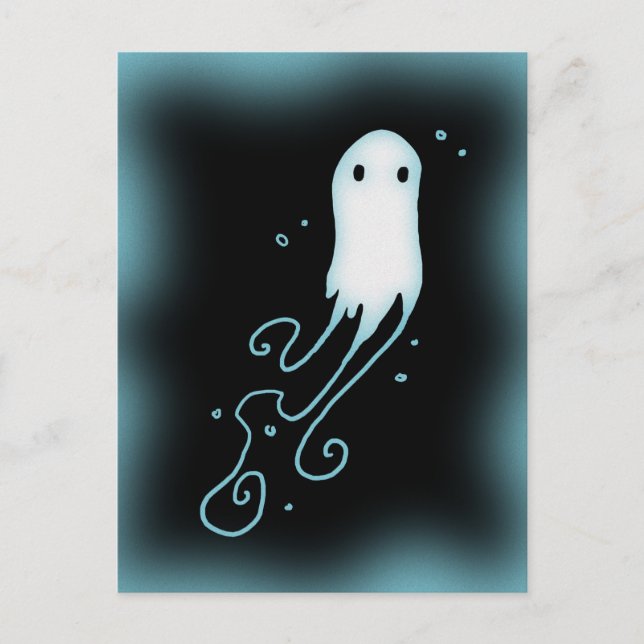 Little Ghost With Swirls Postcard (Front)