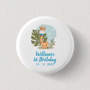 Little Giraffe (Boy Safari Animal) Birthday 1 Inch Round Button