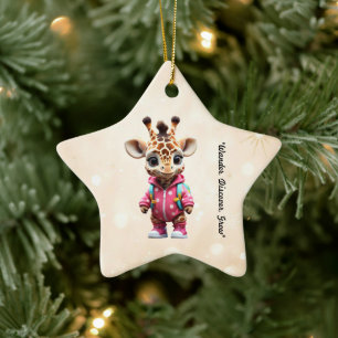 "Little Giraffe Explorer" Ceramic Ornament