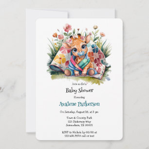 Little Giraffe Pacifier and Blanket Baby Shower Invitation