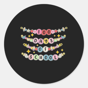 Little Girl 100 Days Of School Bracelet Classic Round Sticker