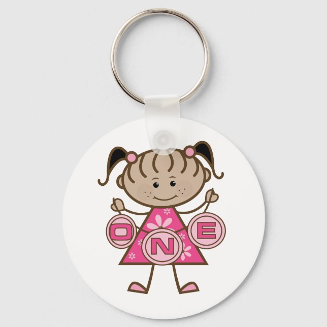 Little Girl 1st Birthday T-shirts and Gifts Keychain (Front)