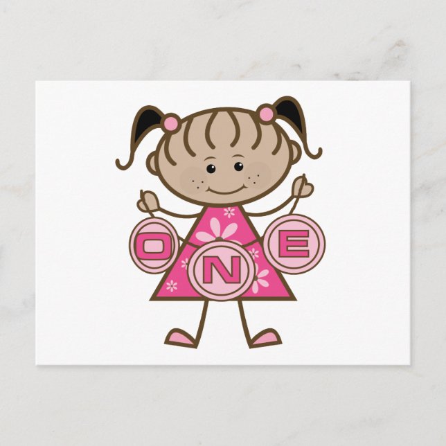 Little Girl 1st Birthday T-shirts and Gifts Postcard (Front)