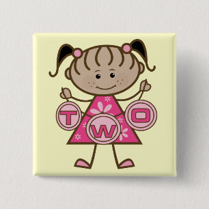 Little Girl 2nd Birthday T-shirts and Gifts 2 Inch Square Button