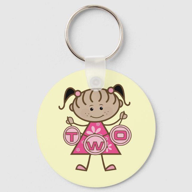 Little Girl 2nd Birthday T-shirts and Gifts Keychain (Front)