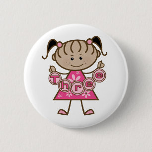 Little Girl 3rd Birthday Tshirts and Gifts 2 Inch Round Button