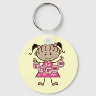 Little Girl 3rd Birthday Tshirts and Gifts Keychain
