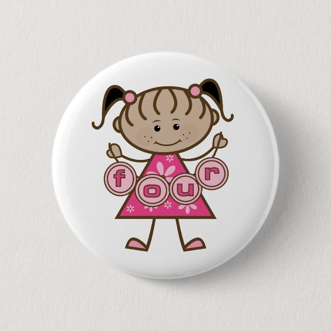 Little Girl 4th Birthday Tshirts and Gifts 2 Inch Round Button (Front)