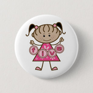 Little Girl 5th Birthday Tshirts and Gifts 2 Inch Round Button