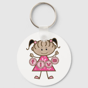 Little Girl 5th Birthday Tshirts and Gifts Keychain
