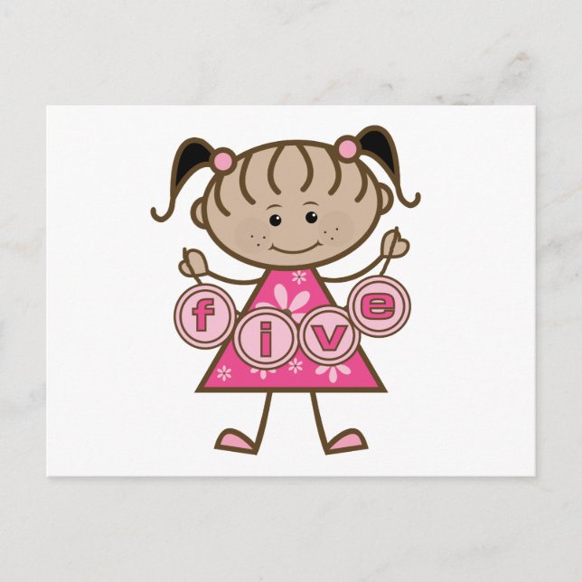 Little Girl 5th Birthday Tshirts and Gifts Postcard (Front)