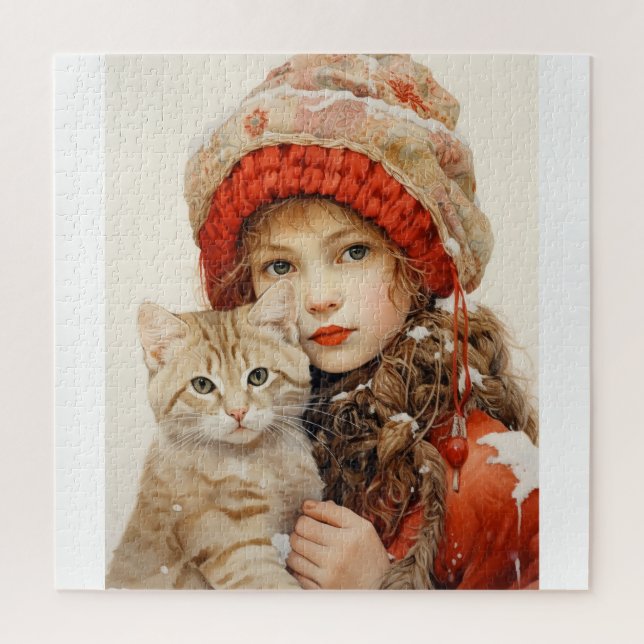 LITTLE GIRL AND CAT JIGSAW PUZZLE (Vertical)