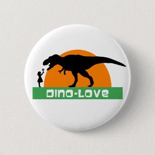 Little girl and dinosaur 2 inch round button