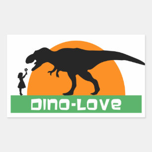 Little girl and dinosaur sticker