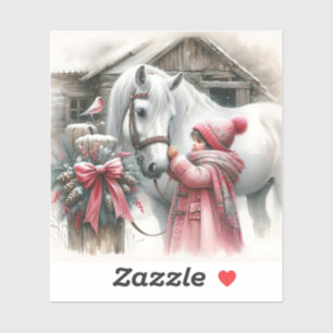 Little Girl and her Horse Christmas