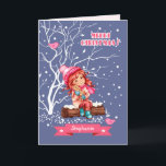 Little Girl and Kitty | Custom Name Christmas Holiday Card<br><div class="desc">Merry Christmas. Snow Scene with little girl and kitty Christmas Greeting Cards for kids / from kids with personalized name and text. Matching cards and gifts available in the Christmas & New Year Category of our store.</div>