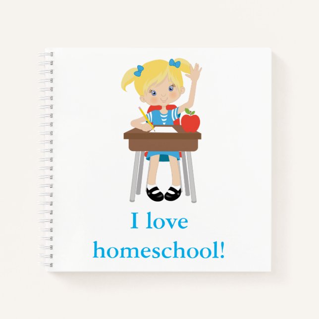 Little girl at desk homeschool notebook (Front)