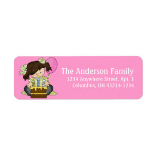 Little Girl Birthday Party d3 Return Address Label