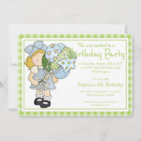 Little Girl Birthday Party Invite Country Girl d6