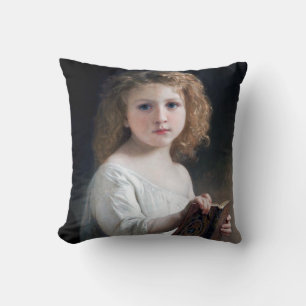 Little Girl, Bouguereau Throw Pillow