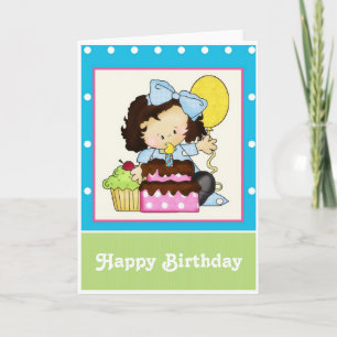 Little Girl Cake Personnaliser Bonne carte d'anniv