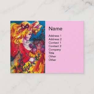 LITTLE GIRL,CAT AND PRETTY DOLL Pink Business Card