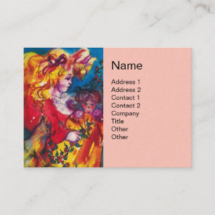 LITTLE GIRL,CAT AND PRETTY DOLL Pink Business Card