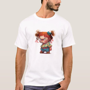 Little Girl Cute Adorable Humourous Illustration T-Shirt