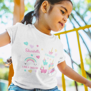 Little Girl Cute Llamacorn Pastel Pattern Toddler T-shirt