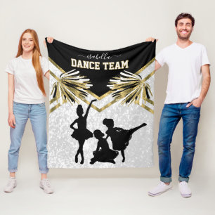 Little Girl Dance Team Black, White and Gold   Fleece Blanket