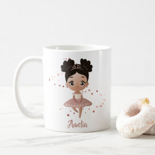Little Girl Dancing Ballerina Princess, Rose Gold Coffee Mug