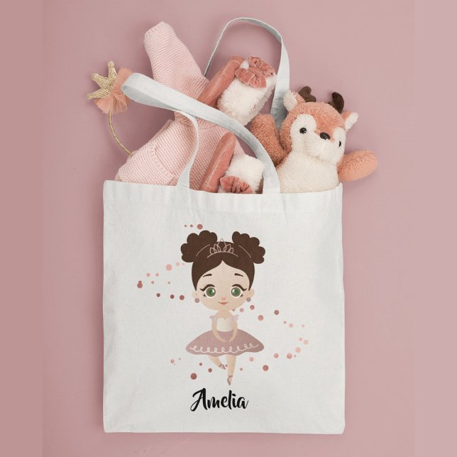 Little Girl Dancing Ballerina w/Crown, Rose Gold Tote Bag (Creator Uploaded)