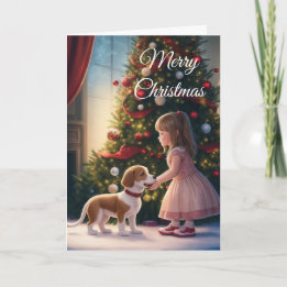Little Girl & Dog-Love & Friendship Christmas Card