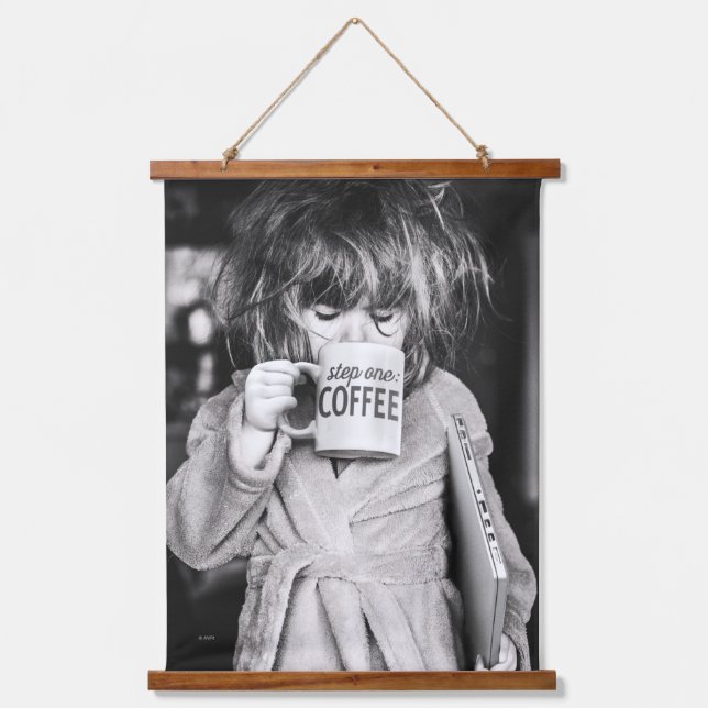 Little Girl Drinking Coffee Hanging Tapestry (Front)