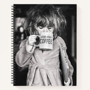 Little Girl Drinking Coffee Notebook