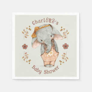 Little Girl Elephant Baby Shower Napkin