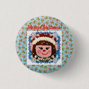 Little Girl Elf 1 Inch Round Button