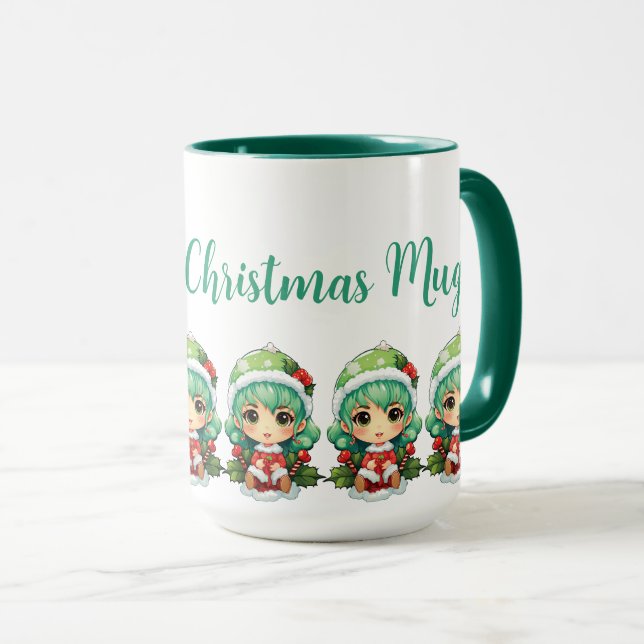 Little Girl Elf Xmas Magic Customized Mug (Front Right)