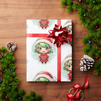 Little Girl Elf Xmas Magic Wrapping Paper