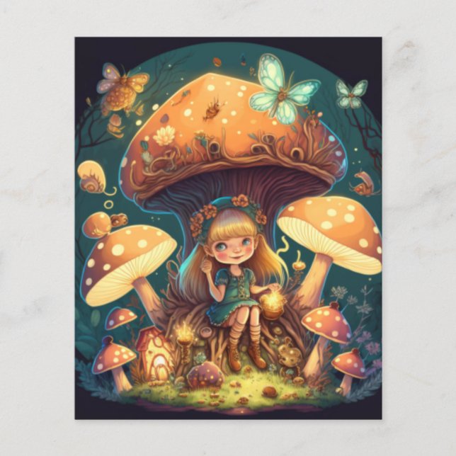 Little girl elve among mushrooms (Front)