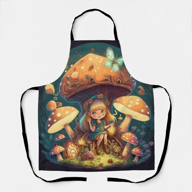 Little girl elve among mushrooms apron (Front)