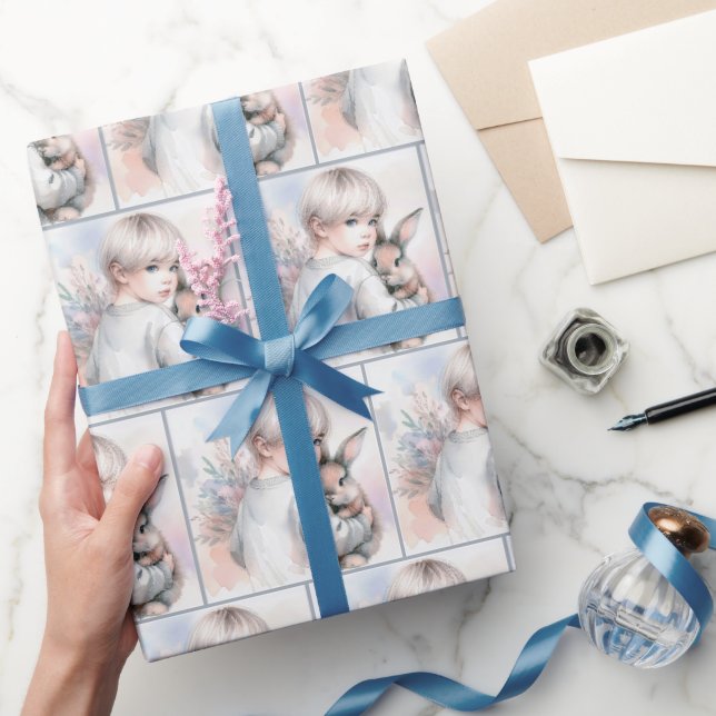 Little Girl Holding a Pet Bunny Wrapping Paper (Gifting)